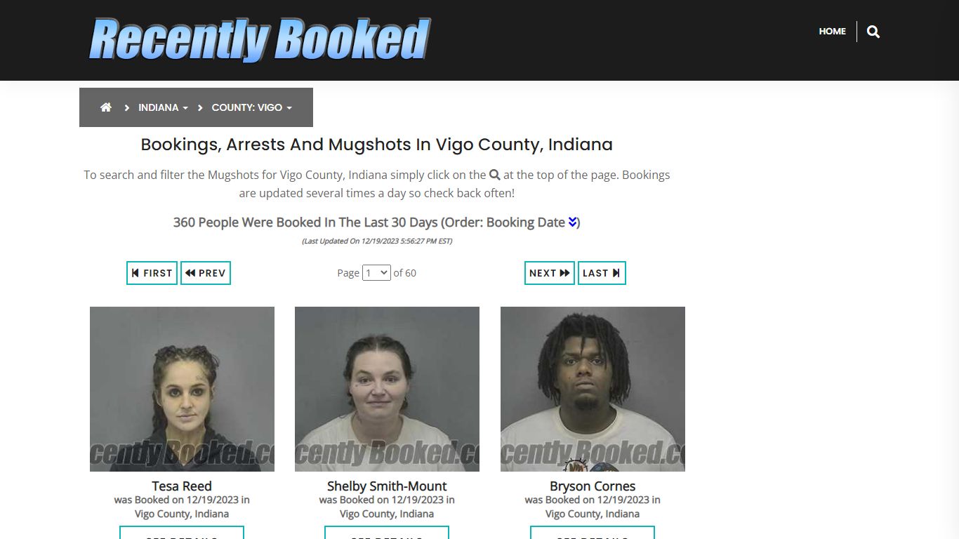 Recent bookings, Arrests, Mugshots in Vigo County, Indiana